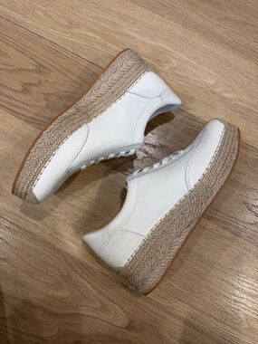 Dolce Vita Jaja White Leather Patform Espadrille Sneakers Casual Slip-Ons 9.5